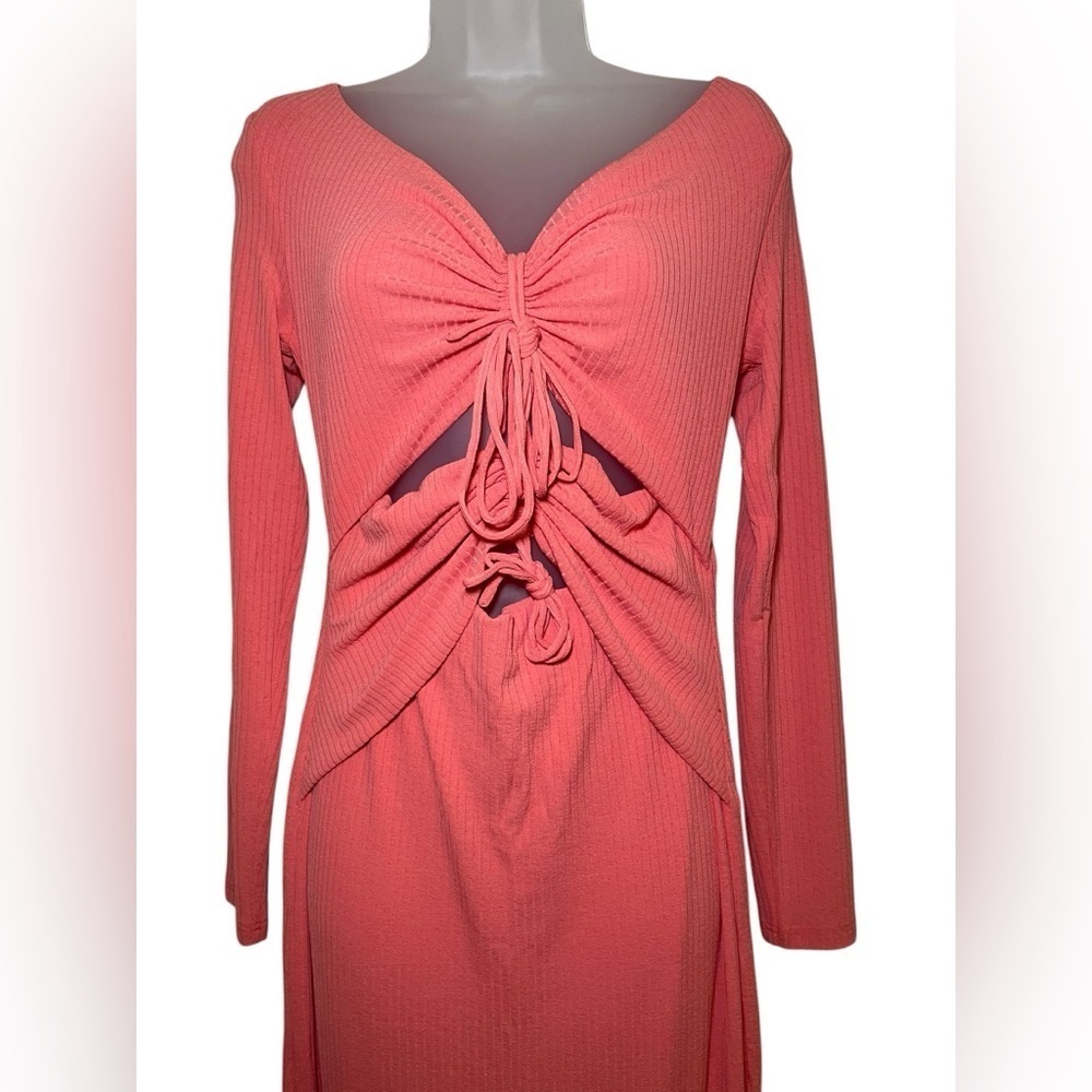 Significant Other Marie Dress Watermelon Pink Cutout Long Sleeve 8 - Picture 4 of 7
